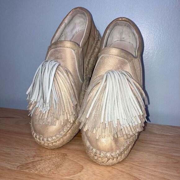 J Slides Raoul Espadrilles Pompom Accent Metallic Leather Sneaker Women’s Size 6 - Picture 12 of 15